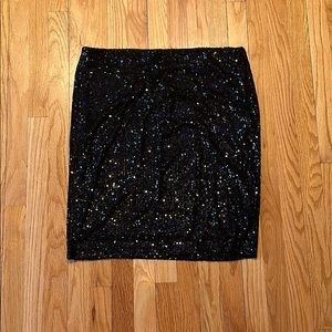 Black Sequin Pencil Skirt
